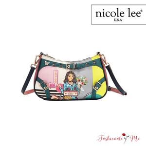 Nicole Lee USA Nikky Goes Shopping Crescent Shaped Zipper Closure Crossbody Bag